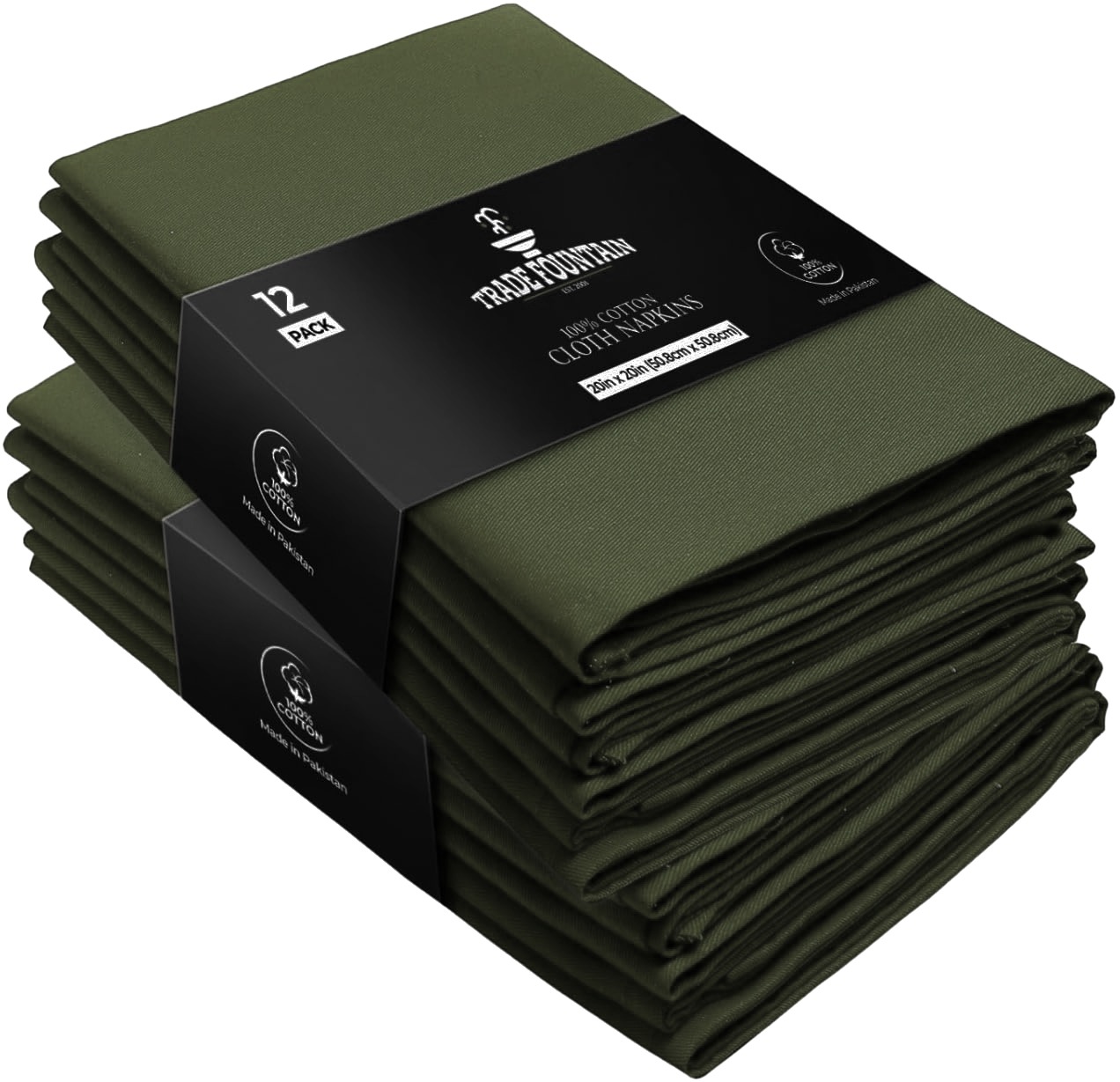 Trade Fountain Cloth Napkins Set of 12 Cotton - 51.8 x 51.8 CM Reusable Napkins - Oversized Cotton Napkins Made of Pure Cotton Fabric - Used as Dinner Napkins (Pumpkin) Image